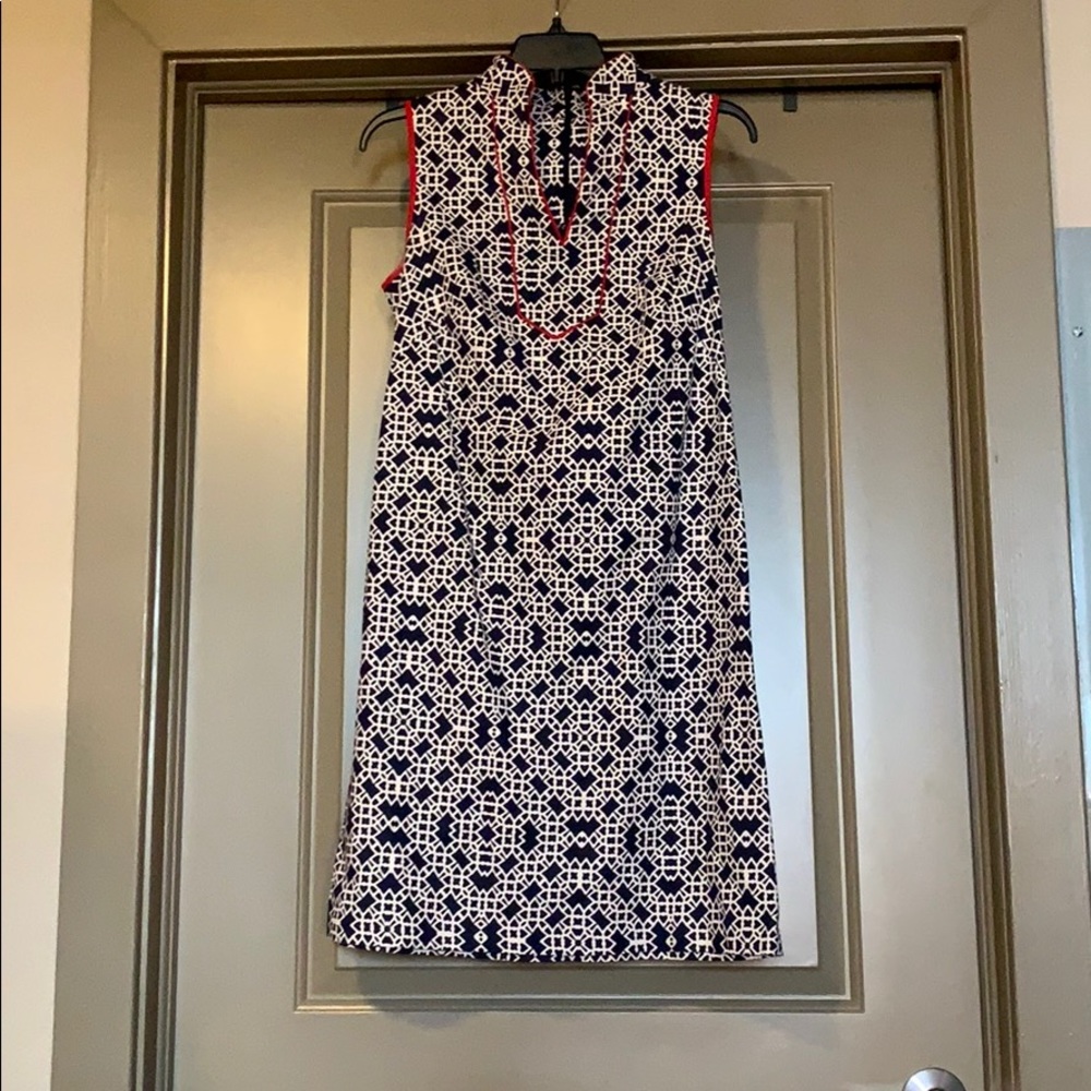Navy, Red, and White Eliza J Sleeveless Dress